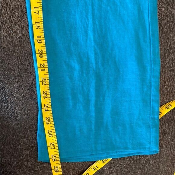 Original Collection Linen Teal Cropped Pants patch pockets size medium - Picture 10 of 11